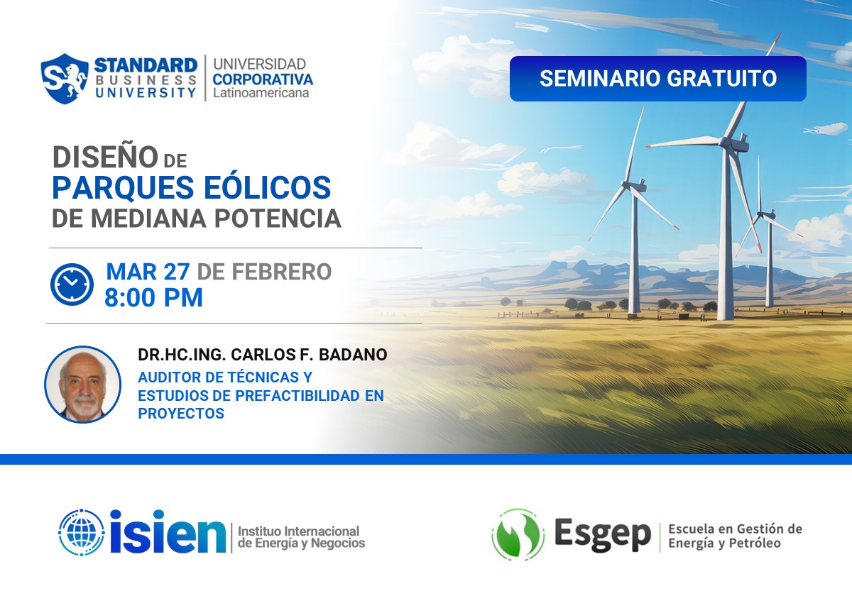 SEMINARIO ESPECIALIZADO EN DISEÑO DE PARQUES EÓLICOS DE MEDIANA POTENCIA