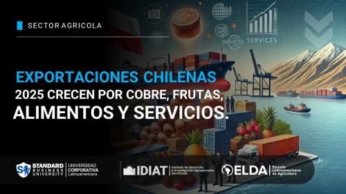 Exportaciones chilenas 2025 crecen por cobre frutas, alimentos y servicios.