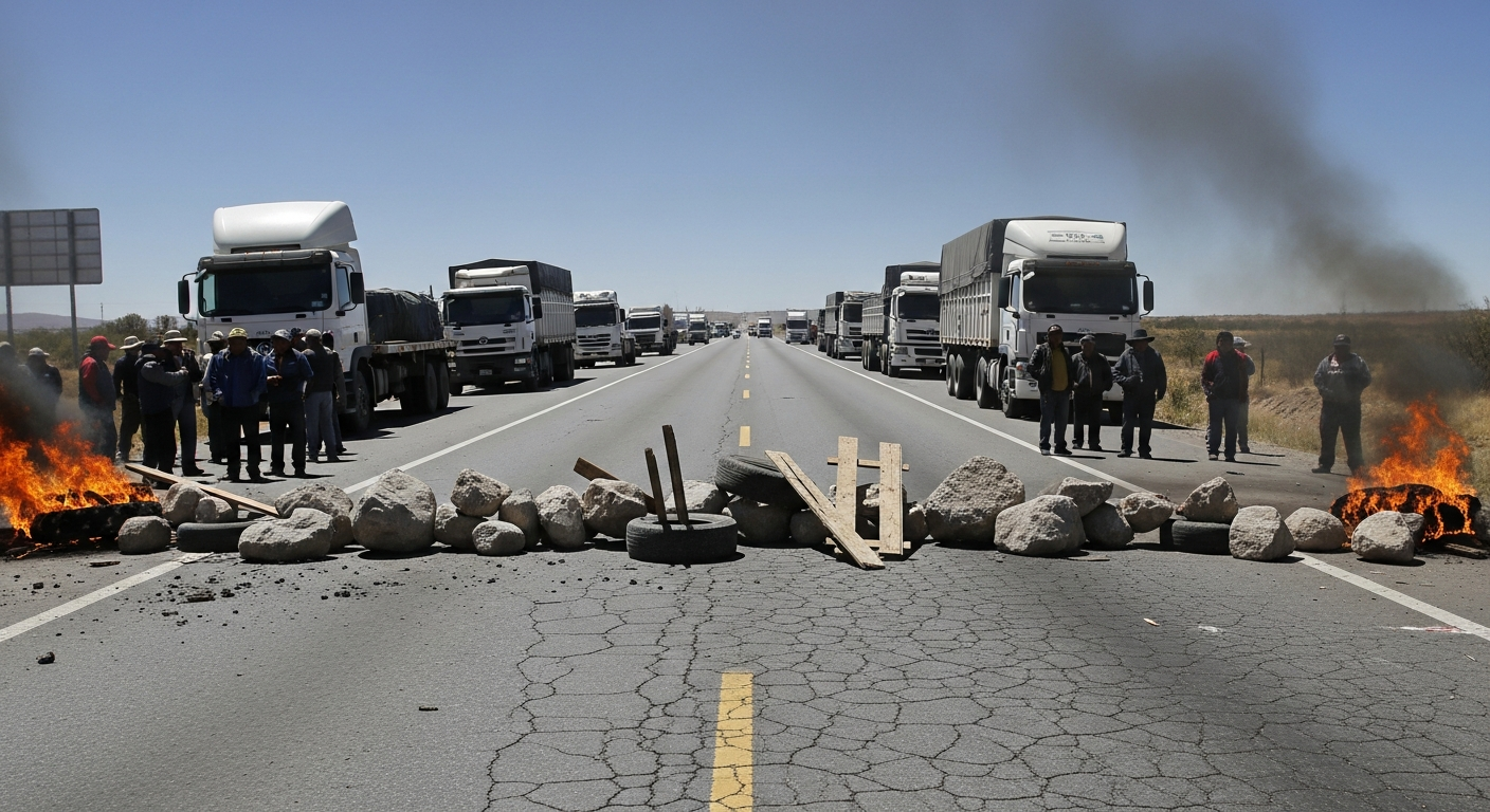 Bloqueos carreteras Bolivia paralizan al sector construcción