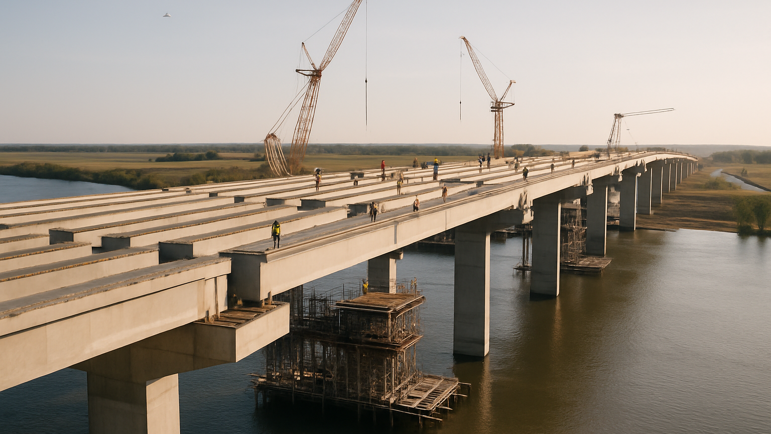 Puente Carretero Santa Fe avanza al 45% y es el más largo de Argentina