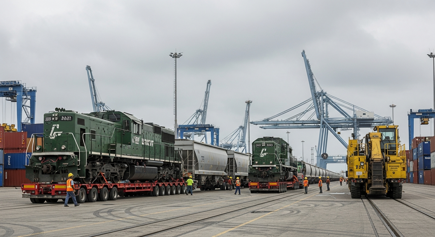 Regiotram de Occidente: maquinaria ferroviaria llega al puerto de Barranquilla